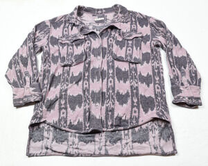 We The Free Izzie Cargo Jacquard Shacket Womens XL Purple Long Sleeve Oversized